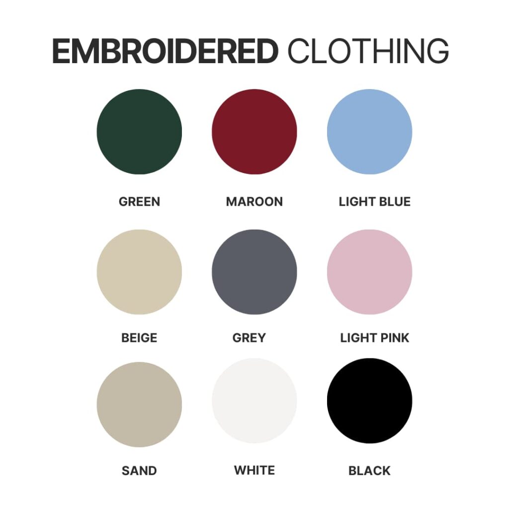 Embroidered clothing color chart - German Shepherd Gifts